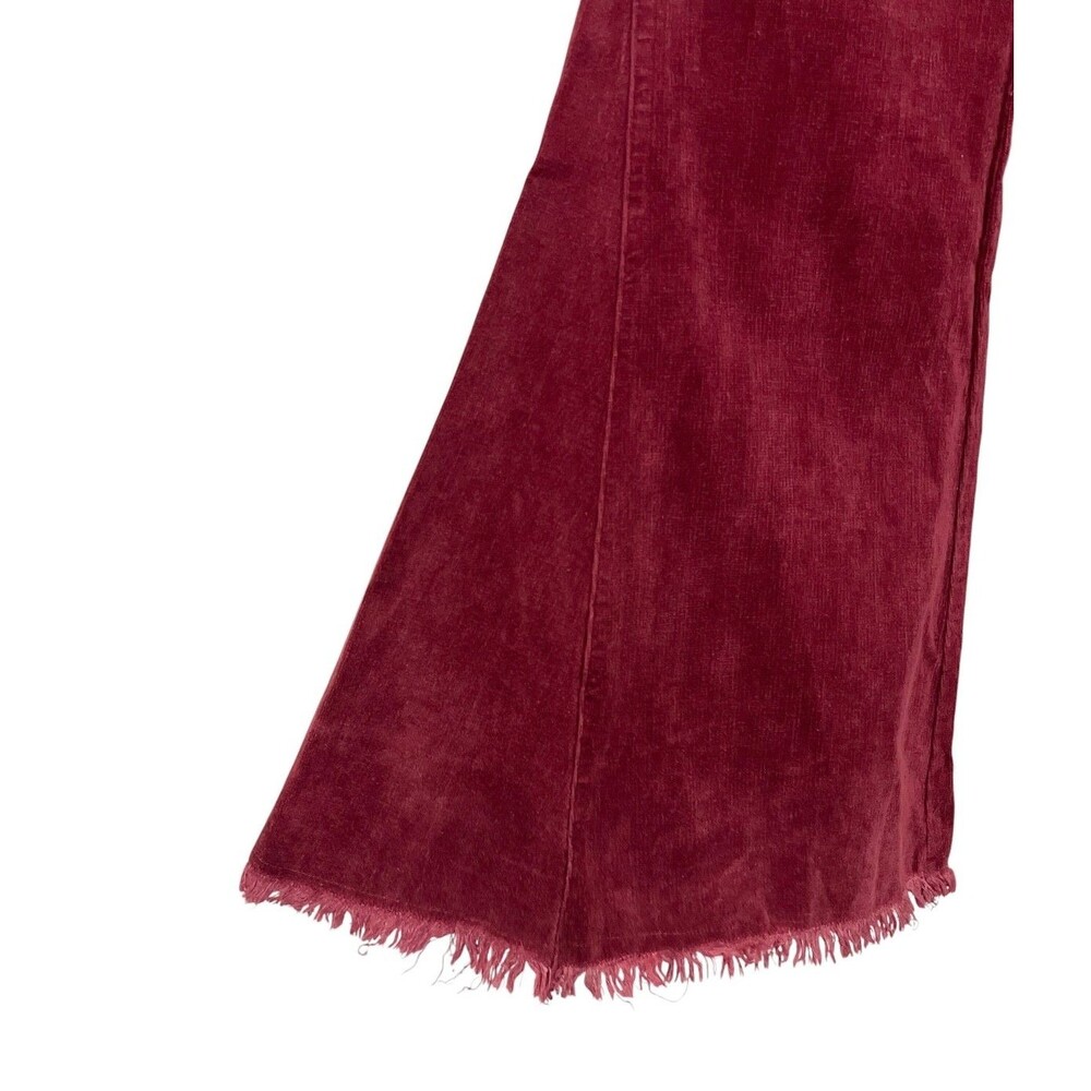 Anthropologie CHRYSANTHEMUM Burgundy Corduroy Bell Bottom Flare Pants 30x34 Sz L - Picture 3 of 8